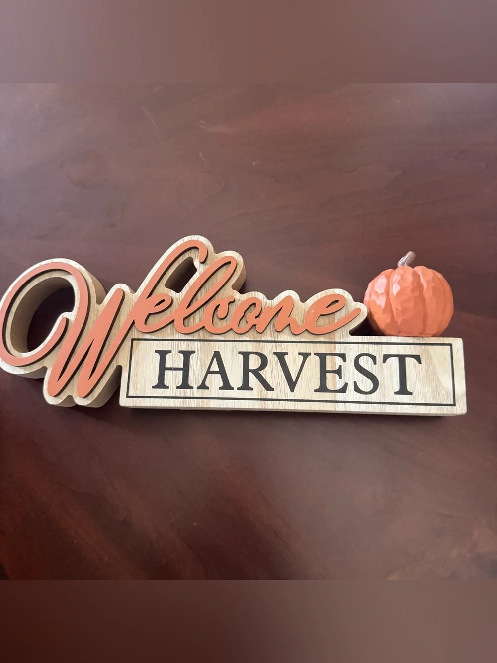 Hobby Lobby Welcome Harvest Sign in Orange and Cream
